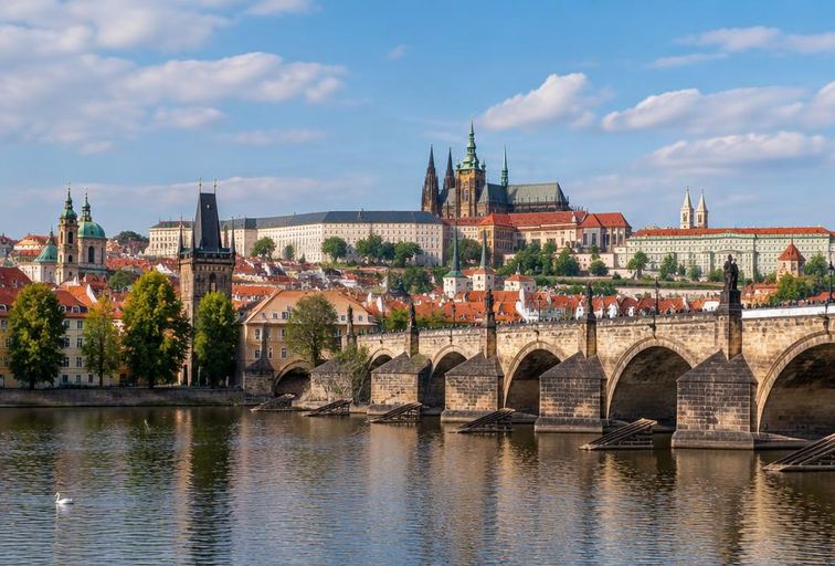 Charles Bridge and Prague Castle in Czechia
