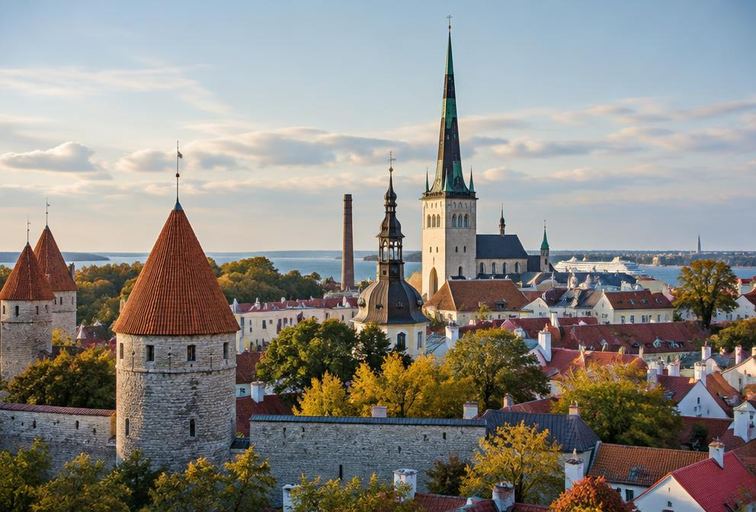 Tallinn old town and Baltic coast in Estonia