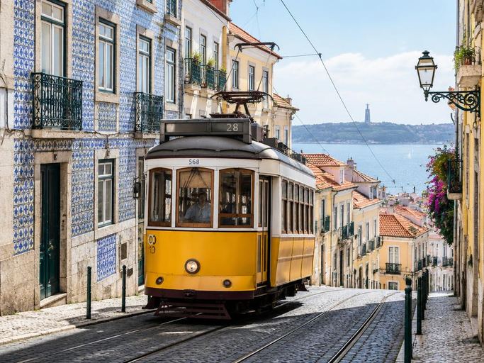 Historic tram in Lisbon, Portugal