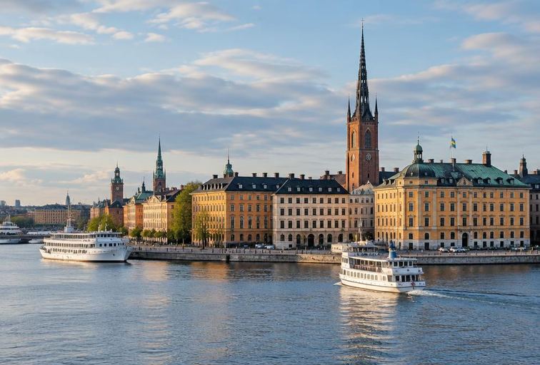 Stockholm waterfront and old town in Sweden